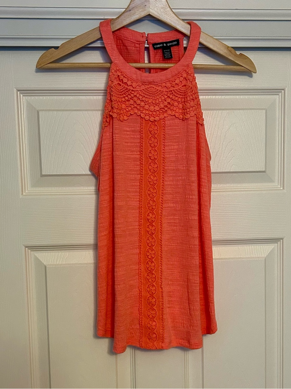 Cable & Gauge Coral Crochet-Trim Halter Tank